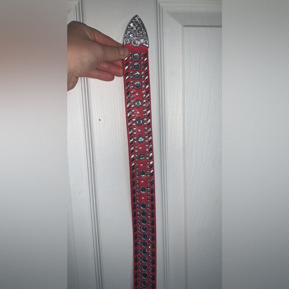 Y2k Red rhinestone buckle belt - Picture 3 of 3